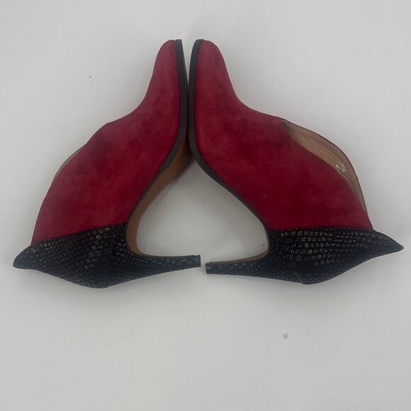 Linea Paolo Suede Booties 7.5M Red Snake Heel Y2K Party Pointed Toe Chic Ankle - Picture 6 of 9